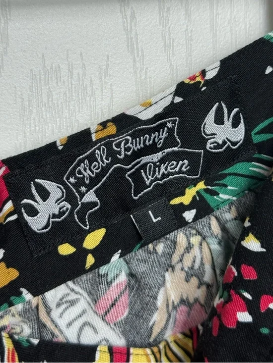 Hell Bunny Monte Carlo Circle Skirt Size Large Black 50s Inspired Rockabilly - Picture 5 of 8